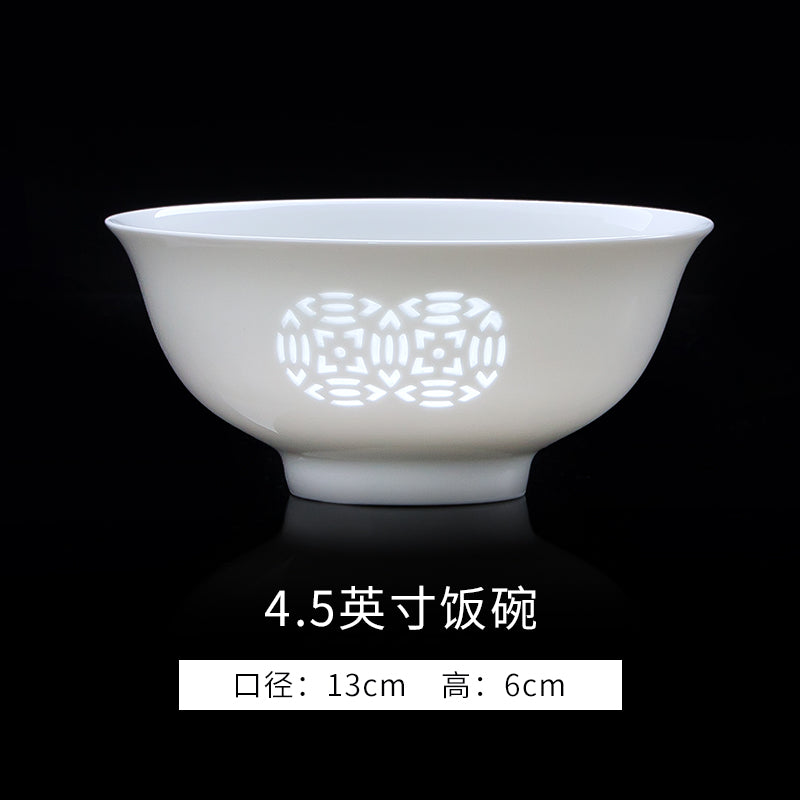 古镇陶瓷景德镇家用碗碟盘瓷碗餐具套装白瓷饭碗汤碗盘子单个陶瓷