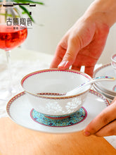 将图片加载到图库查看器，景德镇碗陶瓷碗餐具创意个性家用碗碟套装饭碗汤碗盘碟玲珑瓷单个
