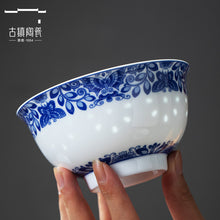 将图片加载到图库查看器，景德镇玲珑瓷青花瓷白瓷碗套装组合个人专用家用陶瓷餐具家庭饭碗
