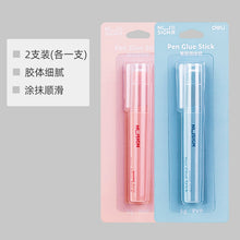 将图片加载到图库查看器，【两支装】得力纽赛笔型固体胶儿童胶棒高粘度学生手工用品便携可爱幼儿园透明固体胶

