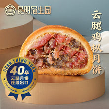 将图片加载到图库查看器，昆明冠生园云腿鸡枞月饼10枚云南特产传统糕点心中秋酥皮火腿月饼
