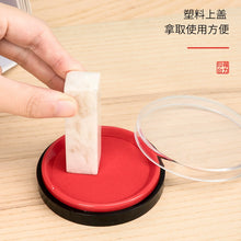 将图片加载到图库查看器，得力红色印台【油性】圆形快干耐水印台办公财务红色蓝色直径80mm配印油9863
