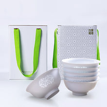 将图片加载到图库查看器，景德镇饭碗陶瓷青花玲珑陶瓷碗家用单个个性饭碗瓷碗创意餐具套装
