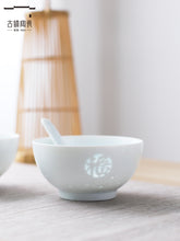 将图片加载到图库查看器，古镇陶瓷 景德镇玲珑瓷高白瓷家用吃饭单个饭碗小碗餐具套装福碗
