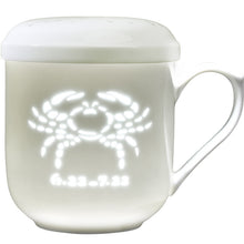 将图片加载到图库查看器，古镇陶瓷景德镇星座杯泡茶茶水分离茶杯带盖过滤杯玲珑白瓷马克杯
