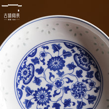 将图片加载到图库查看器，古镇陶瓷中式家用深盘圆盘餐盘景德镇青花玲珑高白瓷餐具菜盘碟子
