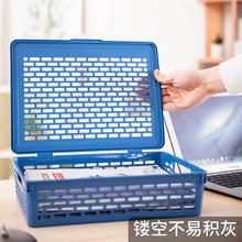 将图片加载到图库查看器，得力网状公文篮文件篮文件筐A4 收纳筐收纳盒文件架子资料整理栏多层文件篮蓝色929
