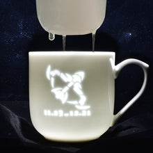 将图片加载到图库查看器，古镇陶瓷景德镇星座杯泡茶茶水分离茶杯带盖过滤杯玲珑白瓷马克杯
