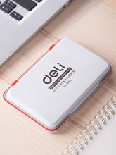 将图片加载到图库查看器，得力红色印台9891【水性】【秒干】印泥盖章台办公财务用品金属外壳红色大中小印章按手印指纹办公用品
