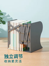 将图片加载到图库查看器，得力可伸缩书立书架分隔板创意学生用书夹书靠书本折叠收纳高中生ins风桌面书档板立放书的架子
