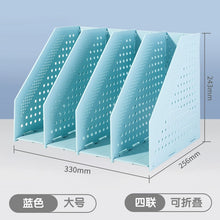 将图片加载到图库查看器，得力折叠文件架书立可折叠文件框小清新桌面文具收纳学生大号书架折叠书立架桌面文件盒办公用品四联78996
