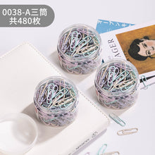 将图片加载到图库查看器，【三筒装】得力金属回形针0037办公加厚电镀表层曲别针彩色回形针学生手工文具彩色工字钉大头针组合三针一钉
