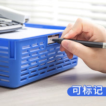 将图片加载到图库查看器，得力网状公文篮文件篮文件筐A4 收纳筐收纳盒文件架子资料整理栏多层文件篮蓝色929

