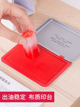 将图片加载到图库查看器，得力红色印台9891【水性】【秒干】印泥盖章台办公财务用品金属外壳红色大中小印章按手印指纹办公用品
