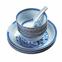 将图片加载到图库查看器，玲珑瓷饭碗景德镇青花瓷陶瓷米饭碗家用送礼餐具饭碗汤碗盘碟勺
