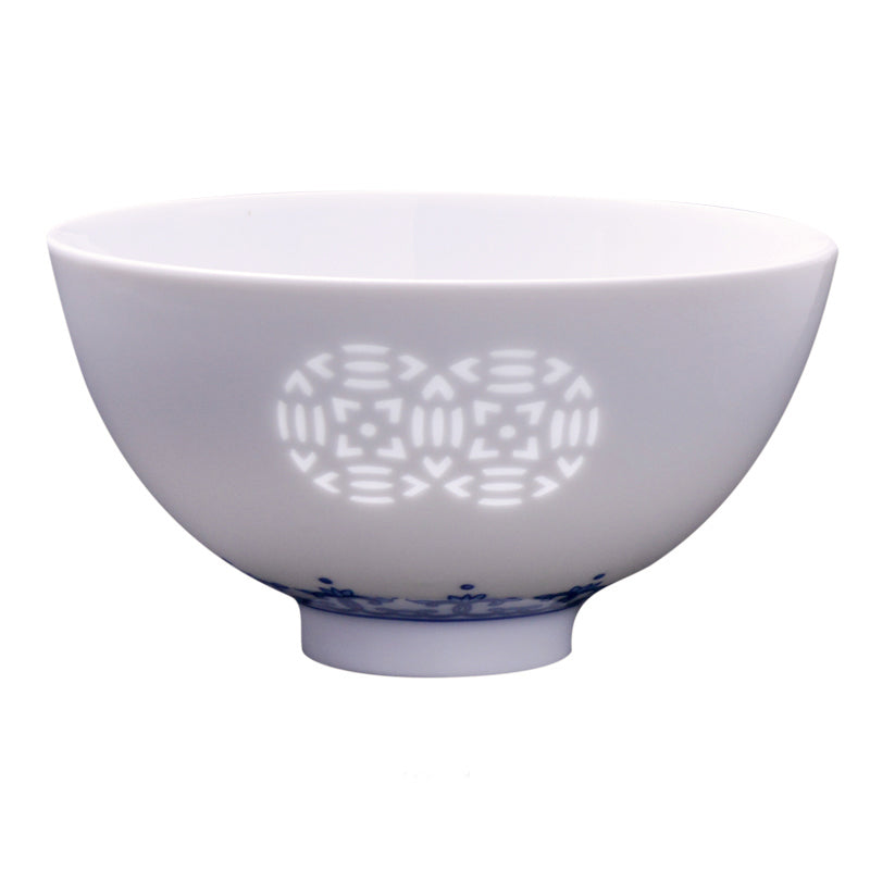 景德镇陶瓷青花玲珑5寸碗家用中式餐具吃饭瓷碗小碗面碗饭碗套装